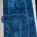 LOCHAS Bathroom Rug Set Peacock Blue, Soft Bath Rug Set 2 Piece Set, Toilet Mat U-Shaped 20x20 and 34x20 Bath Rugs, Quickly Dry Mats for Bathroom, Tub, Washable, Super Absorbent Floor Mat