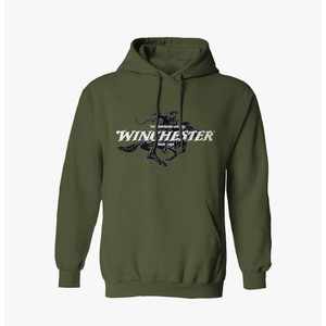 Winchester Classic Rider Hoodies for Men & Women- Sweatshirt for Army Veterans, Ammo & Gun Lovers-Gildan Fleece-Grey & Green XXL
