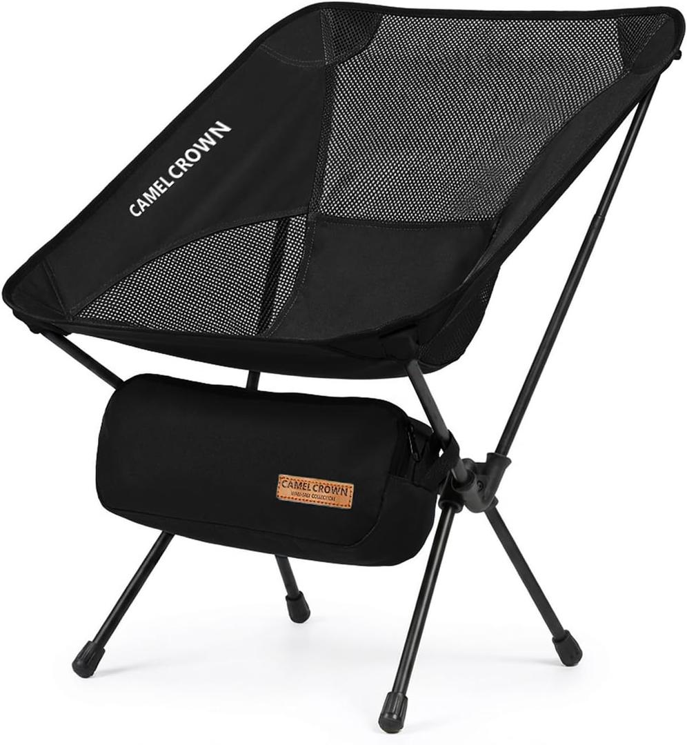 CAMEL CROWN Camping Chair Heavy Duty Backpacking Chair - Ultra-Light Folding Chair with Carry Bag, Portable Compact for Outdoor, Lawn, Hiking, Beach, Picnic