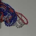 ZZYFGH 12 PCS 4th of July Beaded Necklace 33'' Metallic Red/Silver/Blue Bead Necklace Bulk, Mardi Gras Round Beaded Necklaces for July 4th Party Parade Event Festival Christmas Supplies Decor (Patriotic)