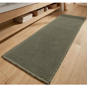 MIULEE Waffle Bathroom Rugs, Super Absorbent Non Slip Bath Rug, Upgraded Soft Quick Dry Washable Boho Bath Mat with Tassels for Bathroom Floor 18*30*2
