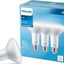 PHILIPS LED 65W BR30 3-Pack Basic Daylight (5000K) 650 Lumen (9W = 65W) Frosted Flicker-Free Light Bulbs