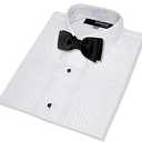 Gino Giovanni Boys Formal Tuxedo Shirt with Bow Tie #G112 (6, White)