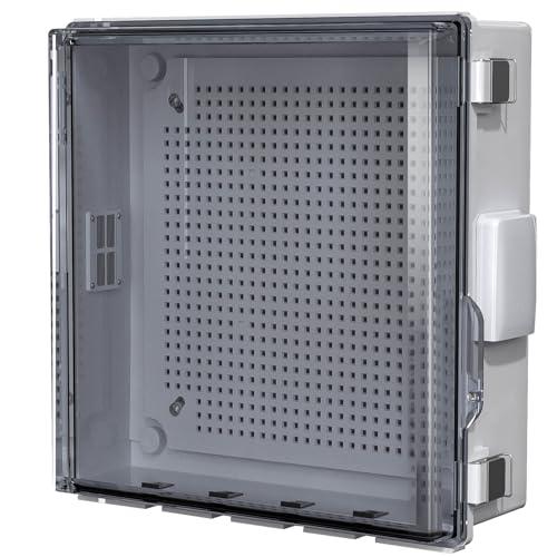 Animacyn ABS Electrical Junction Box, Ventilated Design, Cable Grommets, IP65 Waterproof Enclosure, Indoor/Outdoor Use with Mounting Panel.. (Clear Cover, 13"x13"x5.1")