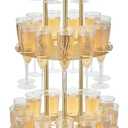 Metal Champagne Flute Holder Stand for Party 3-Tier Champagne Tower Display Holds 32 Glasses, Champagne Stand Holder for Wedding, Event, Celebration (Gold)
