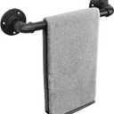 Livabber Industrial Pipe Towel Bar, Rustic Iron Decor Bathroom Hardware Towel Holder Accessory, Heavy Duty Wall Mounted Bath Towel Rack,Black (12 Inch)