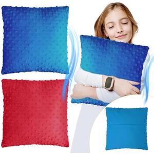 Kigley 2 Pack Vibrating Sensory Pillows for Kids, 12 x 12,Red,Blue | Back To School Gift, Sensory Pillow for Adults, Pressure Activated, Soft Raised Dots, Classroom And Travel, Autism Acceptance
