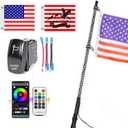UNI-SHINE 1PC 3FT LED Whip Light with Spring Base Spiral RGB Chasing Lights with APP & Remote Control, Music Antenna Whip Light for Can-Am UTV ATV RZR Can-Am SXS Polaris Offroad Truck