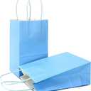 AZOWA Light Blue Gift Bags Mini Small Kraft Paper Bags with Handles (4 x 2.4 x 6 in, Light Blue, 25 Pcs) (X-Small (Pack of 25), Light Blue)