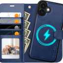 OCASE for iPhone 16 Plus Case Detachable Wallet Case with Card Holder, 2 in 1 Pu Leather Flip Folio with RFID Blocking Stand Wrist Strap Shockproof Phone Cover 6.7 Inch 2024, Blue