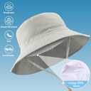 Windproof Lightweight Baby Sun Hat UPF 50+ Bucket Hat with Wide Brim, Beach Hat Boys Girls with Adjustable Strap (2-7 Years, Beige)