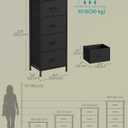 SONGMICS Dresser for Bedroom, Chest of Drawers, Steel, MDF, 4 Non-Woven Fabric Drawers, Storage Organizer Unit, Closet, Entryway, Ink Black and Ebony Black ULGS314B01S