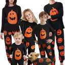 Matching Family Halloween Pajamas Set - Cute Pumpkin Print 2-Piece PJS for Adults & Kids | Holiday Family Pajamas (Large, Hwn1)
