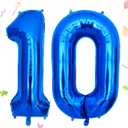 Smlpuame 40 Inch Navy Blue 10 Balloon for 10th Birthday Party, Blue Ten Number Balloon 10 Year Old Birthday Decorations for Boys Girls Men Women, Helium Giant Foil Number 10 Balloon