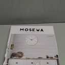 Mosewa Wall Clock 14 Inch White Silent Non Ticking Battery Operated Simple Minimalist Wooden Clock Decorative for Kitchen Bathroom Home Bedroom Living Room Office