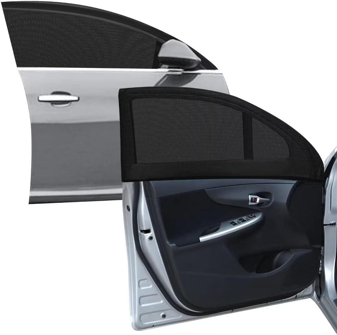 2pcs Car Front Window Sunshade, Breathable Mesh Car Window Screen Streched up to 40", for Night Camping, Privacy Shade