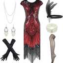 Women's Flapper Dresses 1920s Gatsby Sequin Fringed Party Costume with Headpiece,small