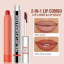 2 x Vevivia Lip Stain Set - Peel Off Lip Stain and Lip Balm, Long Lasting Lip Liner Stain with Natural Finish, Moisturizing Lip Balm for Dry Lips, Hydrating Gloss, Waterproof, Smudge-proof, Nude Pink