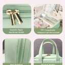 2 x Travel Makeup Bag for Women, Large Capacity Cosmetic Bags for Girls, Compact Pouch Make up Organizer, Waterproof Toiletry Bag with Divider and Handle (Green)