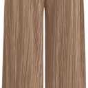 Womens High Waisted Pants Solid Textured Elastic Waist Wide Leg Palazzo Pants Casual Comfy Trousers Apricot (Brown) XS