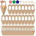 50 Pcs Kraft Paper Flowers Gift Bags with Handle, Bouquet Bags Hanging with Ribbon Sticker Rose Thorn Remover, Cone Floral Wrapping Paper Bag for Wedding Graduation Party Florist (Kraft Paper)