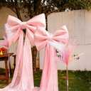 Large Pink Bow Birthday Decorations, 32'' x 71'' Big Bow Themed Backdrop Room Wall Decor Wedding Engagement Bachelorette Baby Shower Bridal Christmas Tree Decoration (Large)