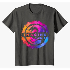 Imagine a Colourful Fantasy Retro Dragon T-Shirt,S