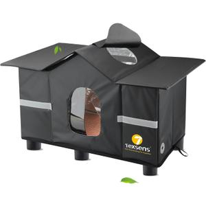 Texsens Outdoor Cat House - Weatherproof Large Cat Shelter for Outside with Roof Window- Insulated Elevated House for Stray/Barn Cats with Cozy Cushion - Ideal Waterproof Feral Cat House Texsens Outdoor Cat House - Weatherproof Large Cat Shelter for Outside with Roof Window- Insulated Elevated House for Stray/Barn Cats with Cozy Cushion - Ideal Waterproof Feral Cat House