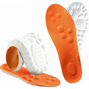 Insoles for Women Man,Cloud Soles for Men Women,4D Cloud Soles for Men,Anti Fatigue, Shock Absorption, Foot Pain Relief (Orange 6.5-11