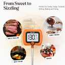 Digital Candy Thermometer with Pot Clip, 10" Long Stainless Steel Probe, Instant Read Kitchen Thermometer for Cooking, Baking, and Candy Making (Orange)