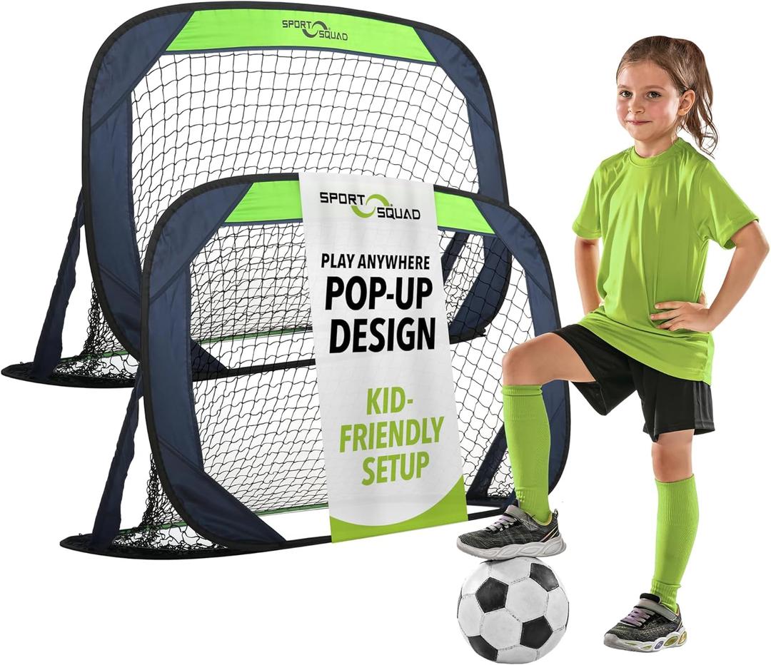 Sport Squad Portable Soccer Goal Net Set - Pop Up Training Soccer Goals for Backyard - Indoor or Outdoor Versions - Easy Assembly - Great for Kids and Adults