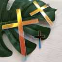 Cross Cake Decoration, Acrylic Cross Cake Charm Topper, Cake Decoration Acrylic Baptism Cross Cake Charm Religious Celebration (Rainbow, 8")