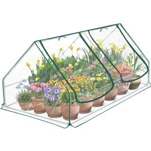Portable Mini Greenhouse, 99" x 51" x 38"Green House, Compatible with 8x4x1 Ft Raised Garden Bed Planters, Reinforced Waterproof Hot House for Indoor and Outdoor, Clear PE Cover