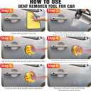 Car Dent Puller, Dent Remover Tool Kit, Dent Removal Kit with Suction Cup and Handle Lifter for Auto Body Small Dent Repair, Glass Mover, Screen, Object Moving (Yellow + Orange)