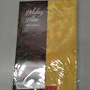 Newbridge Christmas Carol Holiday Noel Damask Fabric Tablecloth, 60 x 84 Inch Rectangle, Gold, Holly Leaf Poinsettia Weave, Wrinkle Free Soil Resistant Easy Care Table Cover