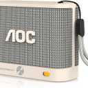 AOC Portable Bluetooth Speaker, Shower Speaker, BT 5.4 with Wireless Stereo Pairing, BassUp, IP65 Waterproof, Dustproof, 30-Hour Playtime, Compact Small for Home, Outdoors, Travel, White