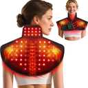 Red Light Therapy for Shoulders and Neck Massage with Heat, 5000 mAh Battery Cordless Near Infrared Red Light Therapy Pad for Body, Wearable Heating Pad for Upper Back, Shoulder & Neck (Black)