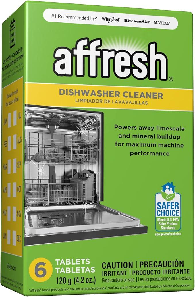 Affresh Dishwasher Cleaner, Helps Power Away Odor Causing Bacteria, Limescale, Mineral Deposits & Grime Inside Pump, Tub & Hoses, 6 Tablets, 6 Month Supply