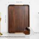 Premium 17.5 x 13 Inch Acacia Wood Serving Tray with Metal Handles Large Ottoman Coffee Table Centerpiece for Bed, Couch & Patio Rustic Wood Trays Home Decor for Breakfast, Drinks & Gifts