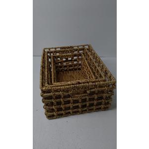 3PCS Wicker Storage Basket, Woven Storage Basket with Handles,Nested Organizer Container,3 Pack