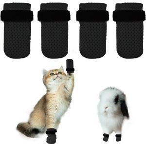 4 PCS Cat Mittens to Prevent Scratching,Mesh Breathable Cats Shoes,Adjustable Cat Anti Scratch Gloves,Suitable for Cats When Bathing and Nail Trimming(S,Black)
