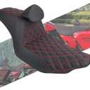 One-piece Two-Up Seat Driver Passenger Seat With Backrest Fit for Harley Touring 2024-Up Street Glide CVO 2023 Road Glide CVO 2023 (Red Stitching)