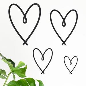 Josojoou 4 Pcs Metal Heart Wall Art Decor Modern Love Heart Decorative Sign Western Room Decor Metal Hanging Decorative for Bedroom Office Hotel Home Wall Decoration(Black)