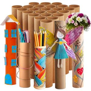 Bright Creations 24 Pack Brown Cardboard Tubes for Crafts, Empty Paper Towel Rolls for DIY Projects, Classrooms (1.7x10 in)