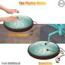 Steel Tongue Drum 14 Inches 15 Notes Hand Pan Drum Rain Drum Percussion for Meditation Yoga Musical Education for Adult& Kids(Lotus Green)