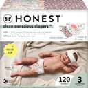 The Honest Company Clean Conscious Diapers for Sensitive Skin | Hypoallergenic, Fragrance Free | Girl Prints | Super Club Box, Size 3 (16-28 lbs), 120 Count (Size 3 (120 Count), Wild Thang + Flower Power)
