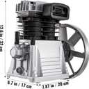 VEVOR Air Compressor Pump, 3HP 11 CFM, Industrial Compressor Head Pump Motor, 1300RPM High-Spped Single Stage Twin Cylinder Aluminum Air Compressor Head Piston Style Splash Lubrication Pump
