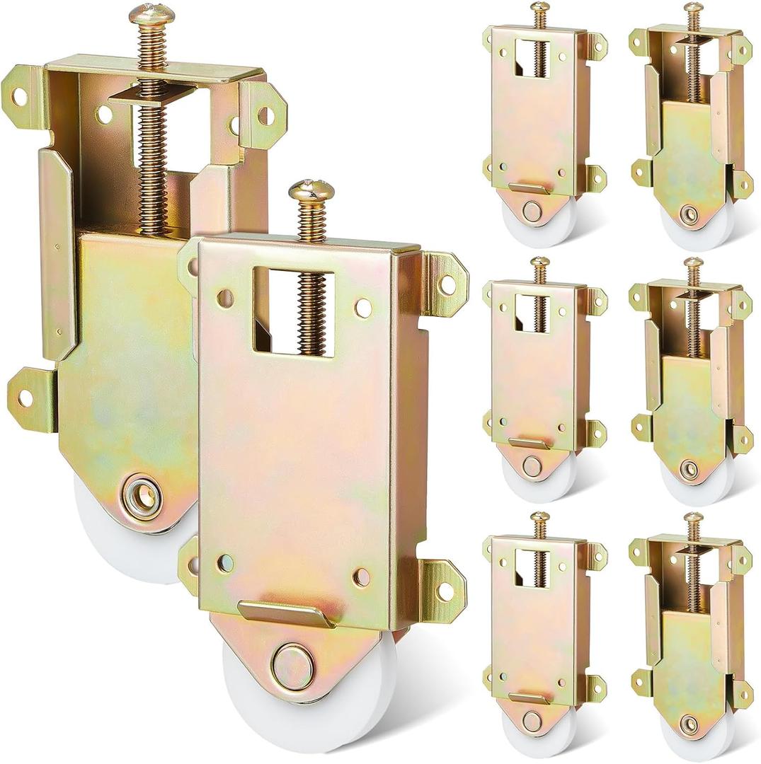 Therwen 8 Pcs 2-1/2 Inch Sliding Mirror Closet Door Roller Wheels Replacement Assembly 1-1/2 Inch Nylon Concaved Ball Bearing Wheels, Sliding Glass Screen Door Hardware Fits