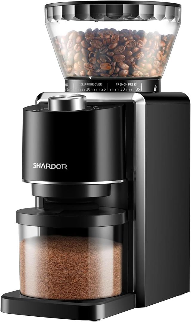 SHARDOR Conical Burr Coffee Grinder Electric 2.0, Adjustable Coffee Bean Grinder with 35 Precise Grind Setting for 2-12 Cup, Anti-static, Black