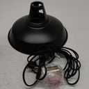 GLOBE Electric 65712 Robin 1-Light Plug-in or Hardwire Pendant, Satin Black, Antique Brass Accents, 15ft Black Woven Fabric Cord, in-Line On/Off Rocker Switch